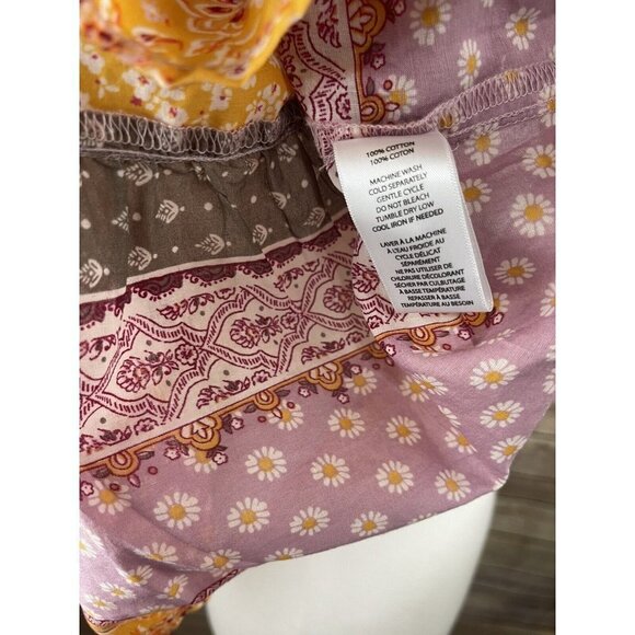Beach Lunch Lounge XS NWT Tunic Blouse Tiered Ruffled Hem Boho Mixed Floral - Picture 10 of 10